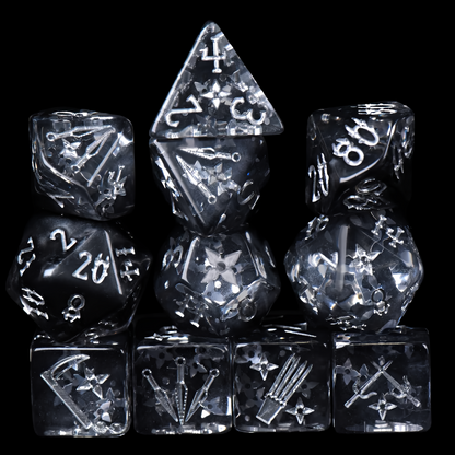 Art of Stealth Dice Set | Black Resin D&D Dice by Revenant Foundry