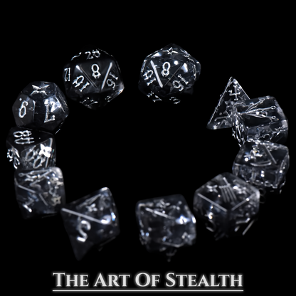 Art of Stealth Dice Set | Black Resin D&D Dice by Revenant Foundry