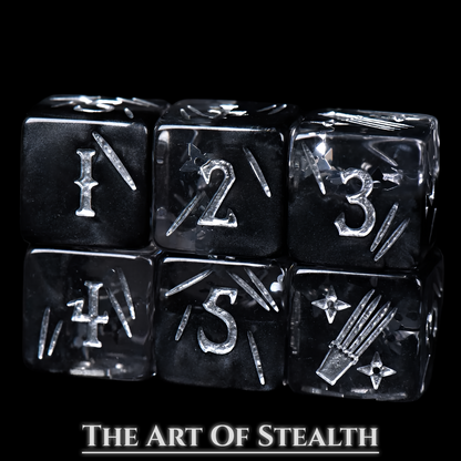 Art of Stealth Dice Set | Black Resin D&D Dice by Revenant Foundry