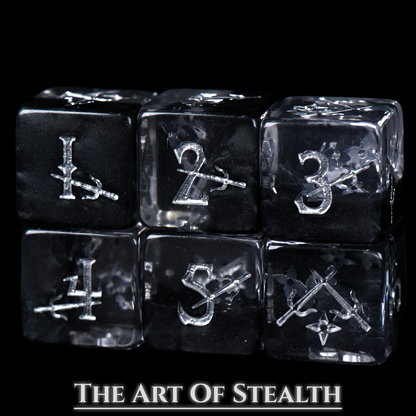 Art of Stealth Dice Set | Black Resin D&D Dice by Revenant Foundry