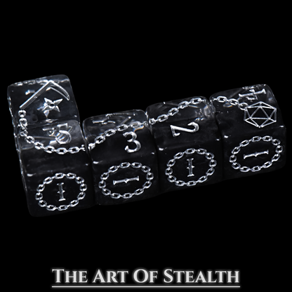 Art of Stealth Dice Set | Black Resin D&D Dice by Revenant Foundry