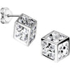 14k White Gold CZ 7mm Dice Stud Earrings