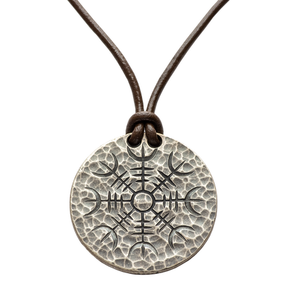 Silver Helm of Awe Coin Necklace - .999 Fine Silver - Aegishjalmur - Warrior's Stave Viking Coinage