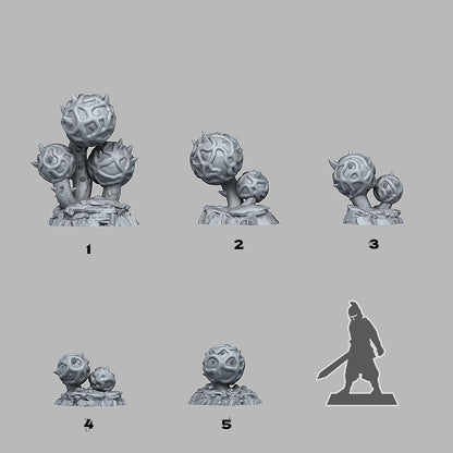 3D Printed Fantastic Plants and Rocks Alien Cactus 28mm - 32mm D&D Wargaming