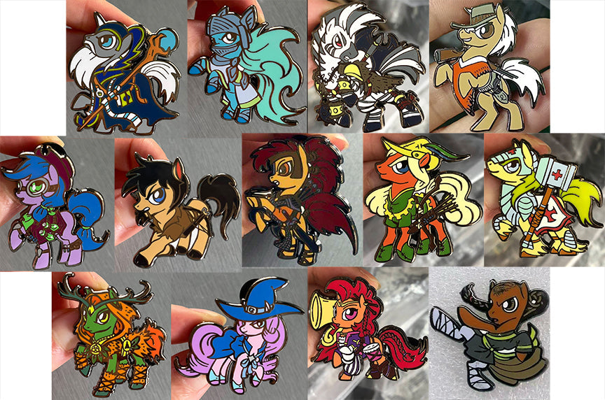 Set of 13 1.5" Hard Enamel RPG Pony Adventure Pins