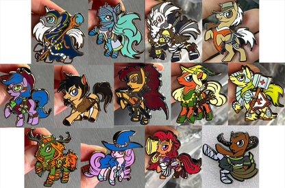 Set of 13 1.5" Hard Enamel RPG Pony Adventure Pins