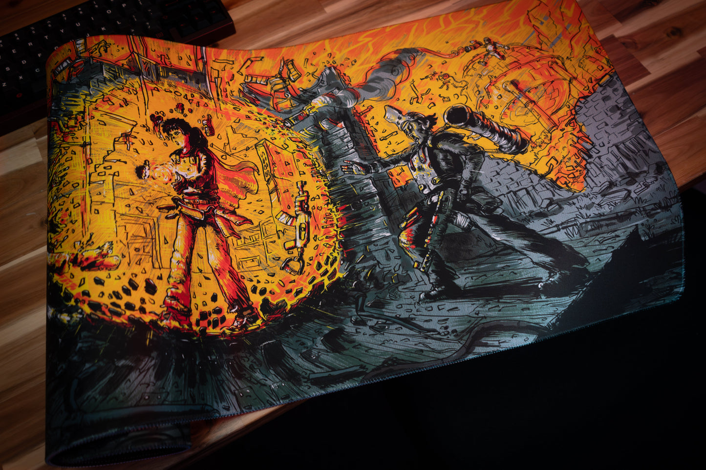 "Golden Aura" — Rust Deskmat