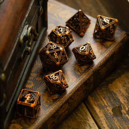 Ancient Dragon Bronze Metal DND Dice Set