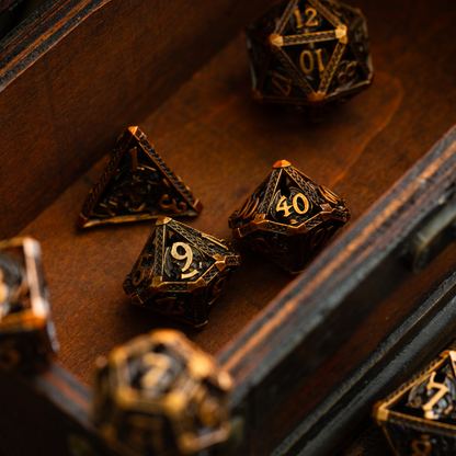 Ancient Dragon Bronze Metal DND Dice Set