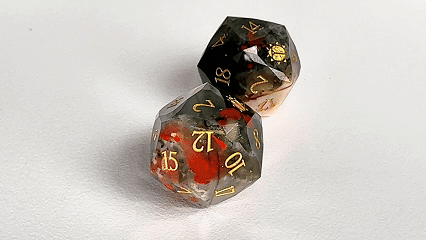 Natural Bloodstone DND Gemstone Dice Set — Khepri's Blessing 7 or 11-Piece