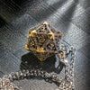 Multicolor Metal Hollow D20 Dice Necklace、Keychain + Mini DND Dice Set