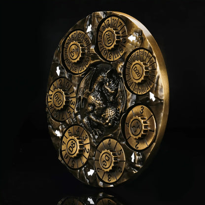 Unique Dice Spinner: 7-in-1 Metal 3D Relief Dragon DND Roulette Dice Spinner