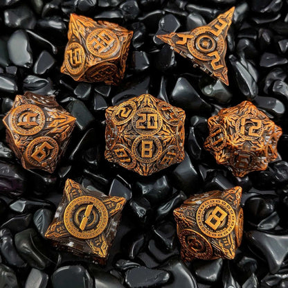 UFO Elements - Solid Metal DND Dice Set Ancient Gold