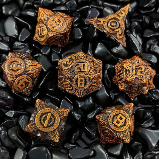 UFO Elements - Solid Metal DND Dice Set Ancient Gold