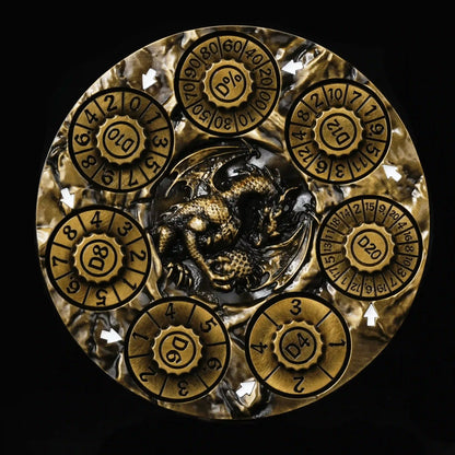 Unique Dice Spinner: 7-in-1 Metal 3D Relief Dragon DND Roulette Dice Spinner
