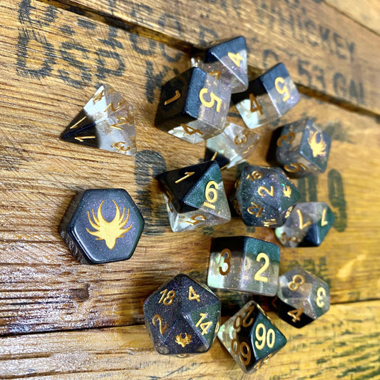 Ascending Shadow - 14 Piece DnD Dice Set | Acrylic RPG Gaming Dice