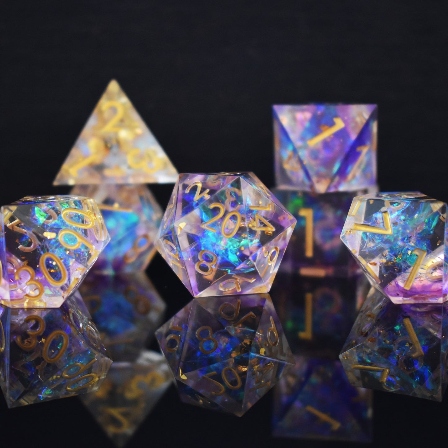Astral Projection Sharp-Edged Resin Dice Set – 7-Piece Polyhedral RPG Dice
