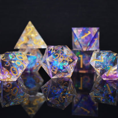 Astral Projection Sharp-Edged Resin Dice Set – 7-Piece Polyhedral RPG Dice