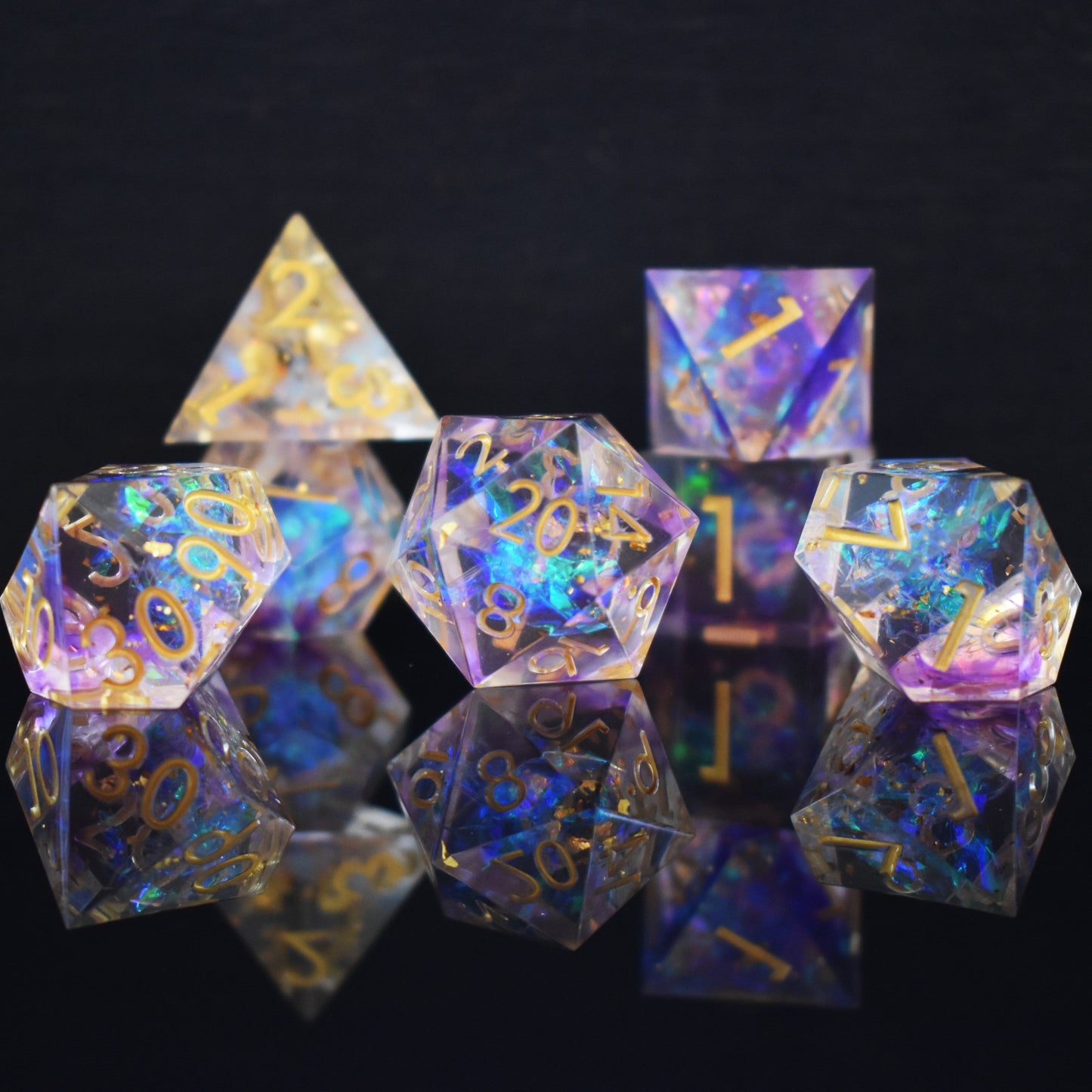 Astral Projection Sharp-Edged Resin Dice Set – 7-Piece Polyhedral RPG Dice