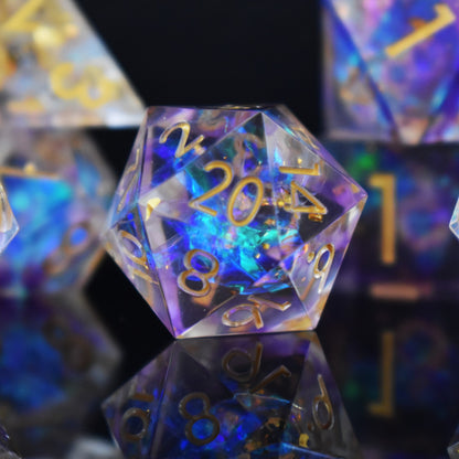 Astral Projection Sharp-Edged Resin Dice Set – 7-Piece Polyhedral RPG Dice