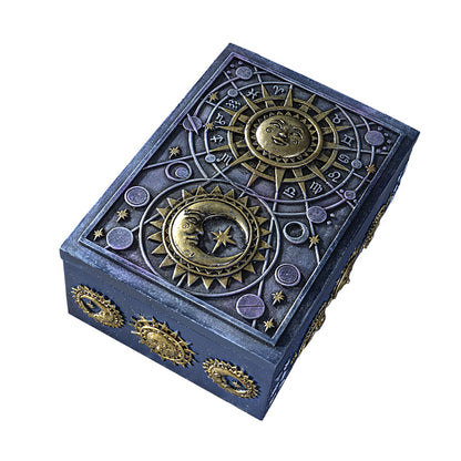 Celestial Astrology Tarot Card Storage Box with Sun & Moon Design