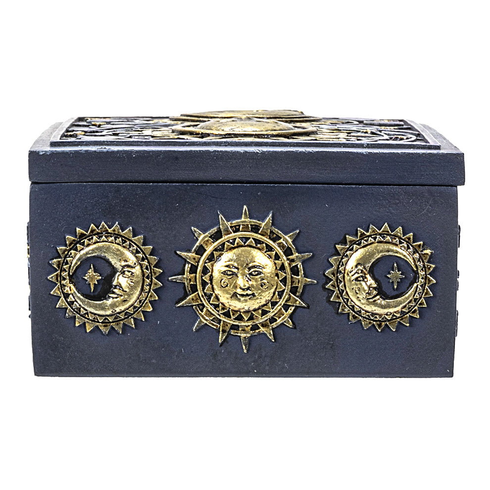Celestial Astrology Tarot Card Storage Box with Sun & Moon Design