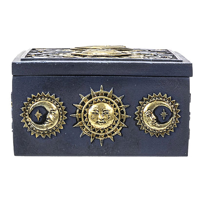 Celestial Astrology Tarot Card Storage Box with Sun & Moon Design