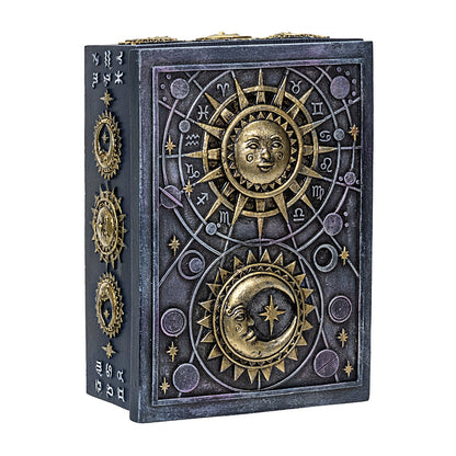 Celestial Astrology Tarot Card Storage Box with Sun & Moon Design