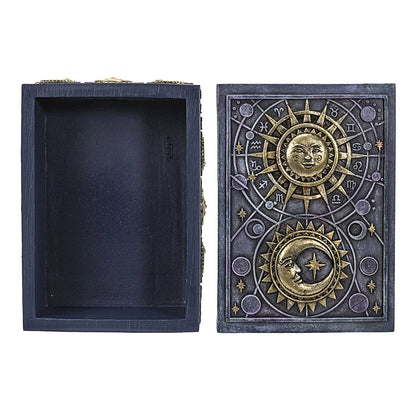 Celestial Astrology Tarot Card Storage Box with Sun & Moon Design