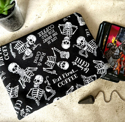 Coffee Lover Tarot Bag – Padded Zipper Pouch for Tarot & Oracle Decks