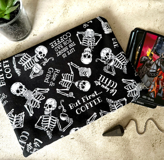 Coffee Lover Tarot Bag – Padded Zipper Pouch for Tarot & Oracle Decks
