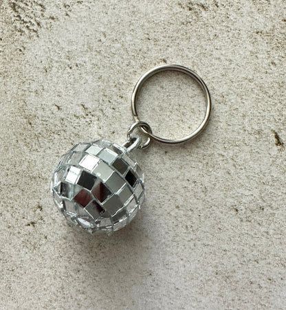 Retro Disco Ball Zipper Pull Bag Charm Keychain