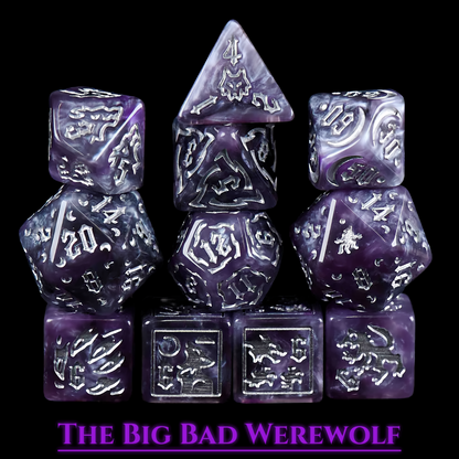 Big Bad Werewolf Dice Set | Purple Resin D&D Dice by Revenant Foundry