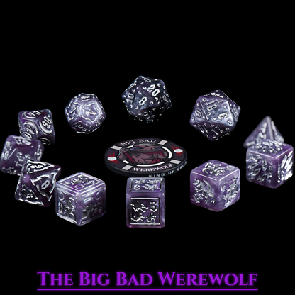 Big Bad Werewolf Dice Set | Purple Resin D&D Dice by Revenant Foundry