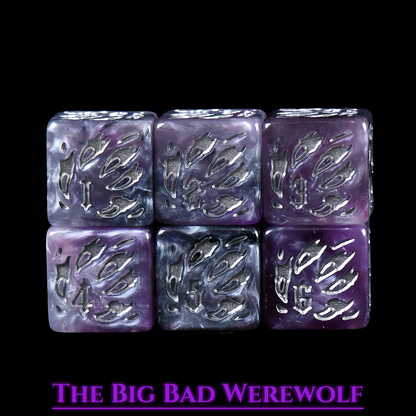 Big Bad Werewolf Dice Set | Purple Resin D&D Dice by Revenant Foundry