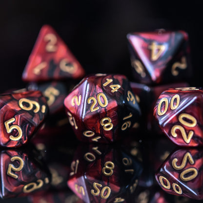 Blood Rose Acrylic Dice Set – 7-Piece Polyhedral RPG Dice