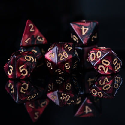 Blood Rose Acrylic Dice Set – 7-Piece Polyhedral RPG Dice