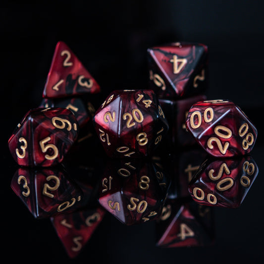 Blood Rose Acrylic Dice Set – 7-Piece Polyhedral RPG Dice
