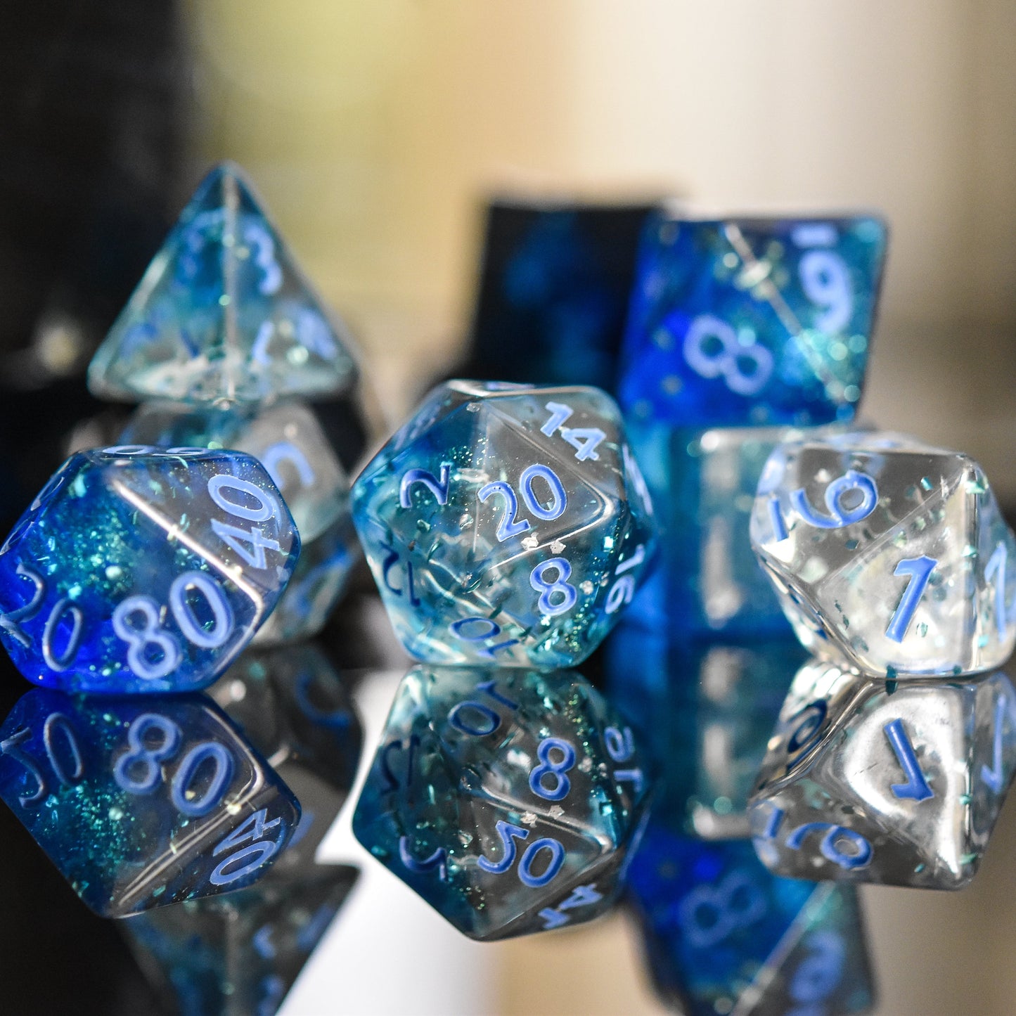 Bora Bora Acrylic Dice Set – 7-Piece Polyhedral RPG Dice