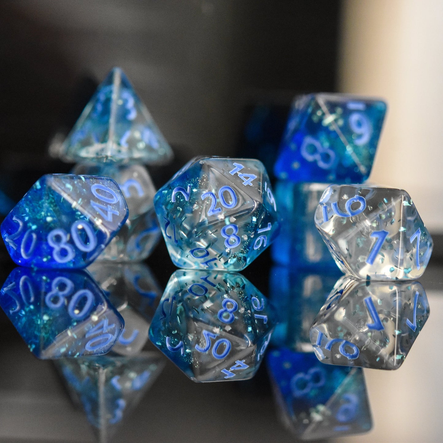Bora Bora Acrylic Dice Set – 7-Piece Polyhedral RPG Dice
