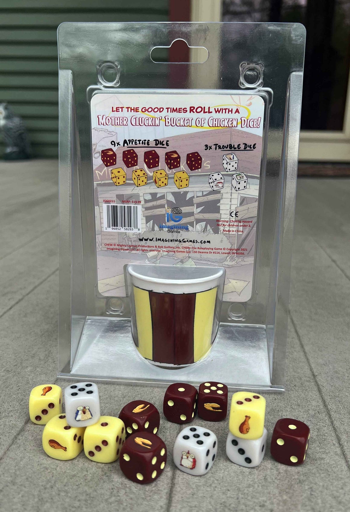 CHEW: Mother Cluckin' Bucket of Chicken Dice – 12 Custom d6s for CHEW RPG
