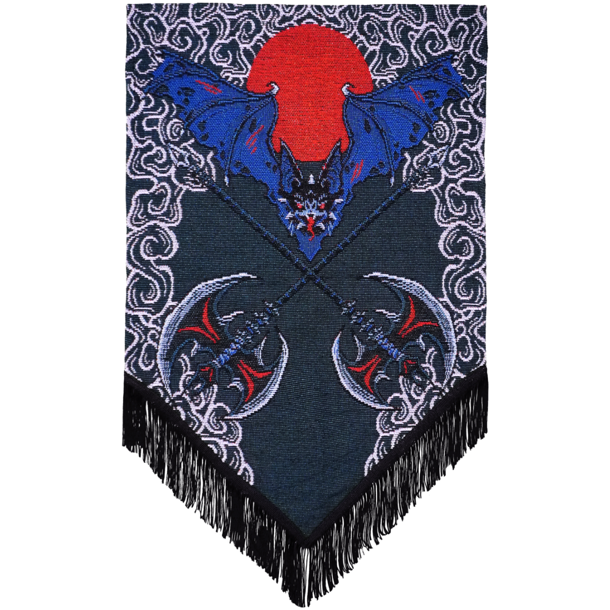 Battle Axe – Blue Bat & Crossed Double Axes Gothic Wall Hanging Banner