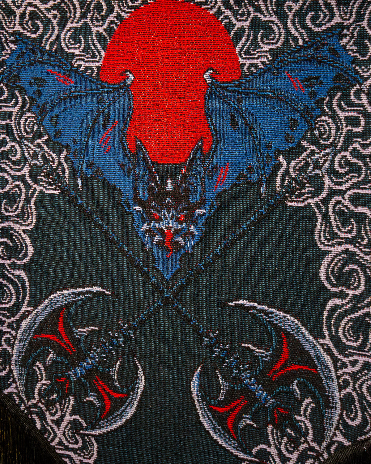 Battle Axe – Blue Bat & Crossed Double Axes Gothic Wall Hanging Banner