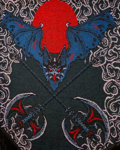 Battle Axe – Blue Bat & Crossed Double Axes Gothic Wall Hanging Banner