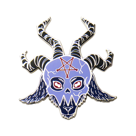 Billy – Blue Devil Goat & Ancient Skull Occult Enamel Pin