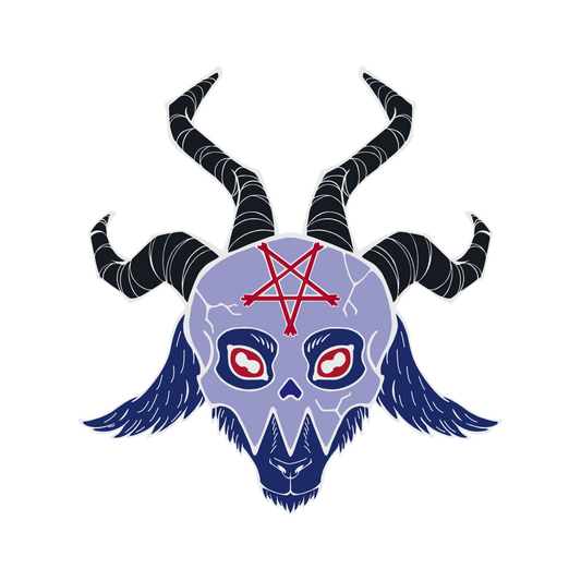 Billy – Blue Devil Goat & Ancient Skull Occult Enamel Pin