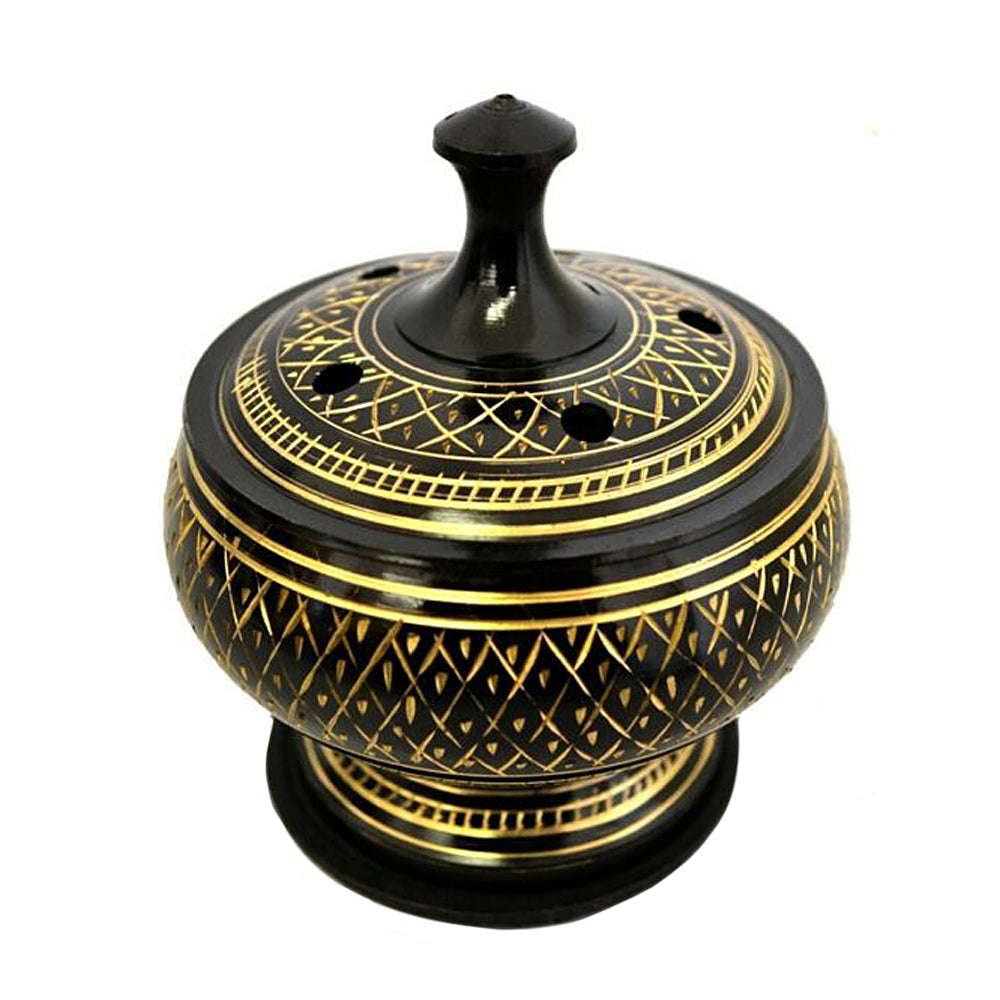 Black Carved Brass Burner
