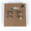 Golden Hex D20 Sterling Silver Stud Earrings - Gold Black Dice Jewelry