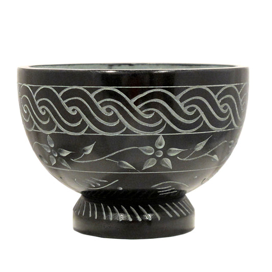 Black SoapStone Carved Bowl