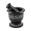 Black Soapstone Mortar & Pestle Carved Celtic Knot